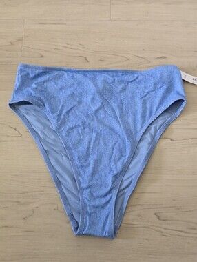 PINK Victoria's Secret Blue High Waist Bikini Bottom Swimwear Size L NWT
